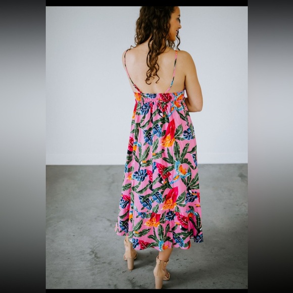 By The River Tropical Print Dress With Toucan Print Throughout Womens Size M - Picture 2 of 14